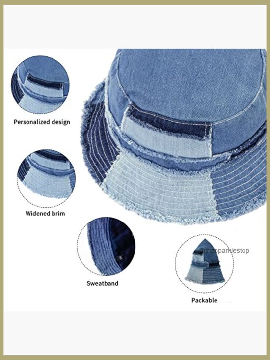 Distressed Denim Bucket Hat Packable Sun Protection Travel Cap main image 5